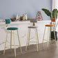 Contemporary Low Back Barstools Round Bar Stool with Metal Legs