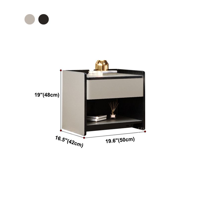 1-Drawer Nightstand 16.5" W Leather Open Storage Night Table for Bedroom Clearhalo 'Bedroom Furniture' 'furn' 'furn_night_stand' 'Furniture' 'night_stand' 'Nightstands' 1200x1200_ed16d5c1-bb7e-472d-9878-50355dc33106