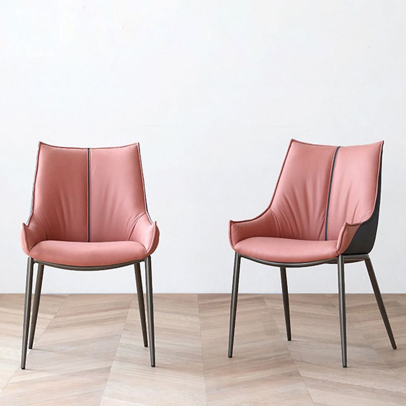 Sedie da pranzo in pelle finta contemporanea sedie laterali con gambe in metallo per cucina