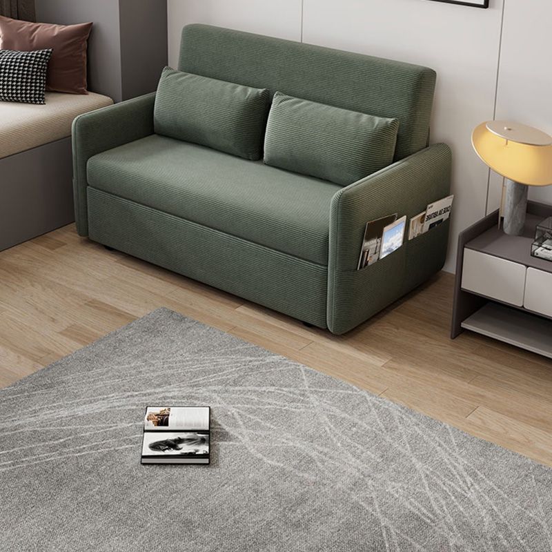 Glam corduroy kussen achterste slaapbank opslagbank in groen