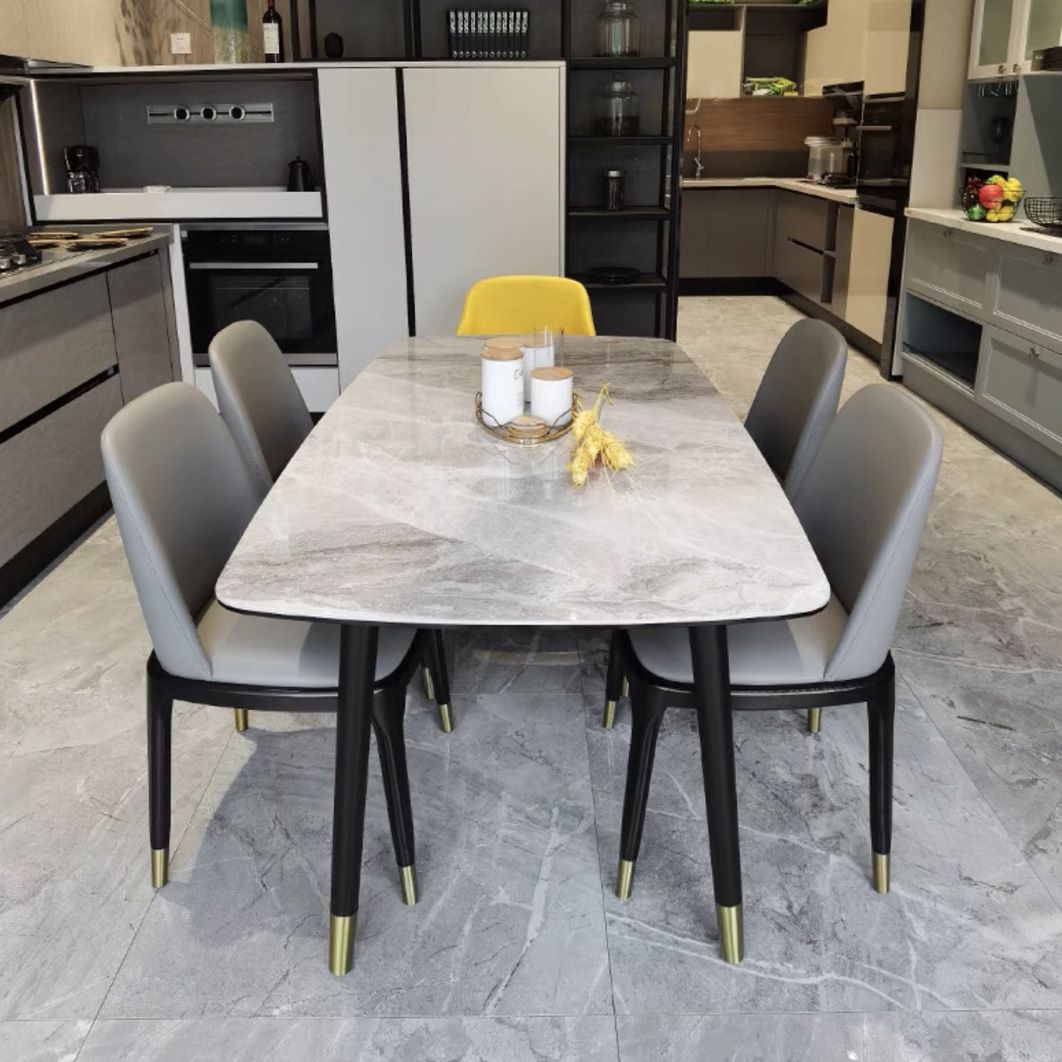 Rectangle Luxury Dining Table Grey Tone Fixed Table of Sintered Stone Clearhalo ' dining_table' 'Dining Tables & Seating' 'Dining Tables' 'furn' 'furn_dining_table' 'Furniture' 'furniture_dining_table' 'Kitchen & Dining Furniture' 'kitchen&dining_furn' 'kitchen' 'kitchen_dining_table' 1200x1200_ed1b7409-9440-47c2-af66-377d866f4a93