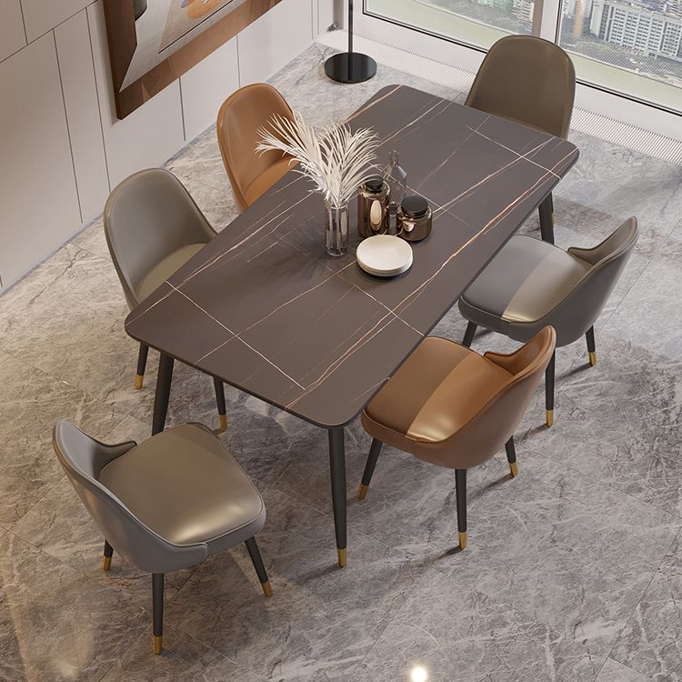 Modern Rectangle Dining Table Set 1/2/5/7 Pieces Stone Top Dinette Set Clearhalo 'Dining Room Sets' 'Dining Tables & Seating' 'dining_room_set' 'furn' 'furn_dining_room_set' 'Furniture' 'Kitchen & Dining Furniture' 1200x1200_ed1bc945-e684-4098-a59a-21644542e423
