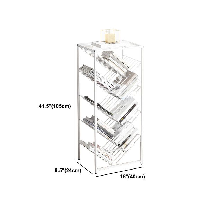 Modern Etagere Metal Bookcase White Vertical Shelf Bookcase for Study Room Clearhalo 'Bookcases' 'furn' 'furn_bookcases' 'Furniture' 'Office Furniture' 1200x1200_ed1c00c5-8fc9-401b-94cd-84fe2bc5b3cf