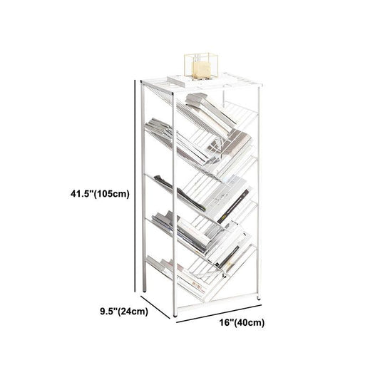 Modern Etagere Metal Bookcase White Vertical Shelf Bookcase for Study Room Clearhalo 'Bookcases' 'furn' 'furn_bookcases' 'Furniture' 'Office Furniture' 1200x1200_ed1c00c5-8fc9-401b-94cd-84fe2bc5b3cf