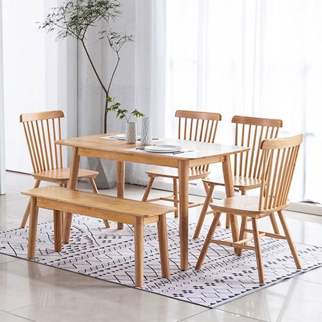 Contemporary Solid Wood Rectangle Shape Dining Table Kitchen Dining Table with 4 Legs Clearhalo ' dining_table' 'Dining Tables & Seating' 'Dining Tables' 'Furniture' 'furniture_dining_table' 'Kitchen & Dining Furniture' 'kitchen&dining_furn' 'kitchen' 'kitchen_dining_table' 1200x1200_ed1e8197-82aa-4166-8a75-bfa5f10a969a