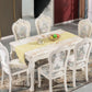 Victorian Style Marble Dining Set with White Rectangle Shape Table and 4 Legs Base for Home Use Clearhalo 'Dining Room Sets' 'Dining Tables & Seating' 'dining_room_set' 'furn' 'furn_dining_room_set' 'Furniture' 'furniture_dining_room_set' 'Kitchen & Dining Furniture' 'kitchen&dining_furn' 'kitchen' 1200x1200_ed206ca7-a27d-4865-8d62-a276ec7d9edf