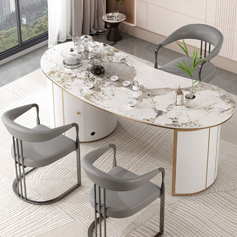 Glam -stijl zijstoel metalen Slat achter eetkamerstoel voor binnen