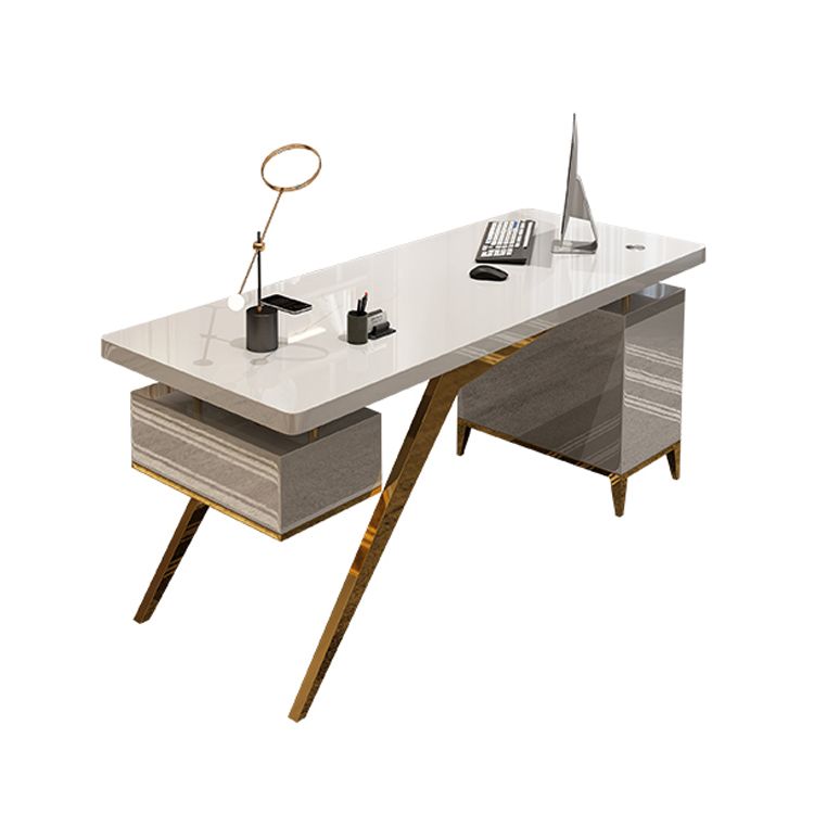 Escritorio de oficina artificial y acero Descrito de escritura de pedestal con archivador