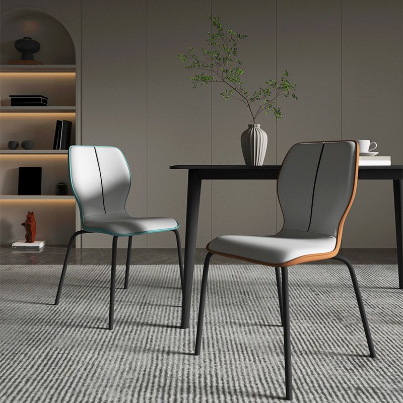 Industrielle Indoor -Kunstlederpolsterer Parsons Armless Dining Stuhl