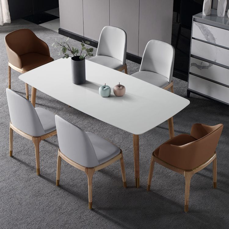 Rectangle 4 Legs Mid-Century Table White Fixed Table with Sintered Stone Clearhalo ' dining_table' 'Dining Tables & Seating' 'Dining Tables' 'furn' 'furn_dining_table' 'Furniture' 'furniture_dining_table' 'Kitchen & Dining Furniture' 'kitchen&dining_furn' 'kitchen' 'kitchen_dining_table' 1200x1200_ed236636-1ece-4485-b0ed-1f14905acb92