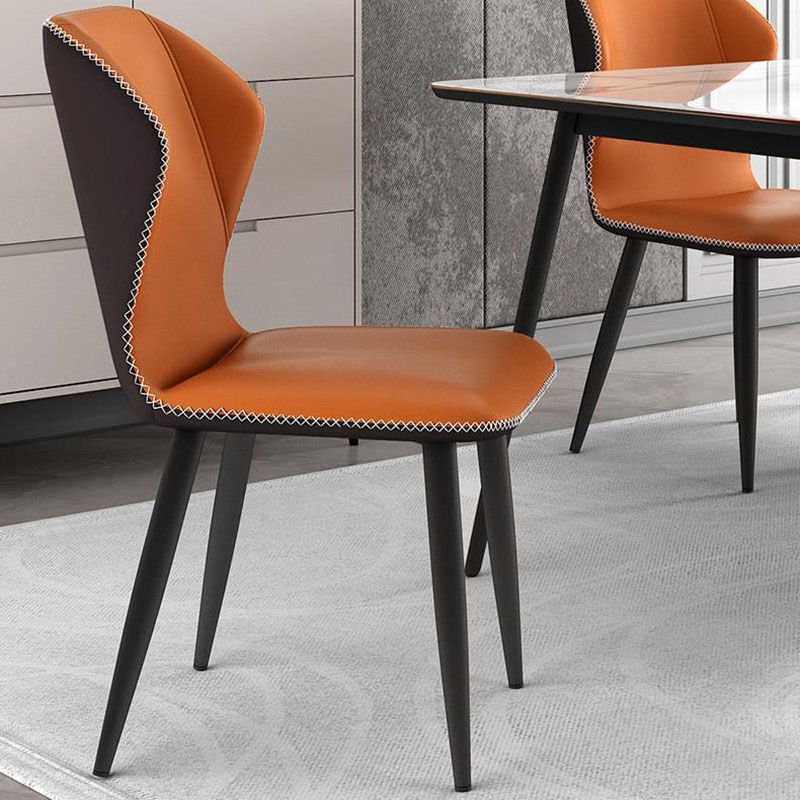 Contemporary Leather Wingback Side Chair Matte Finish Bedroom Dining Chair Clearhalo 'Dining Chairs' 'Dining Tables & Seating' 'dining_chair' 'furn' 'furn_dining_chair' 'Furniture' 'furniture_dining_chair' 'Kitchen & Dining Furniture' 1200x1200_ed240203-4be4-4123-b570-0865076a2ce1