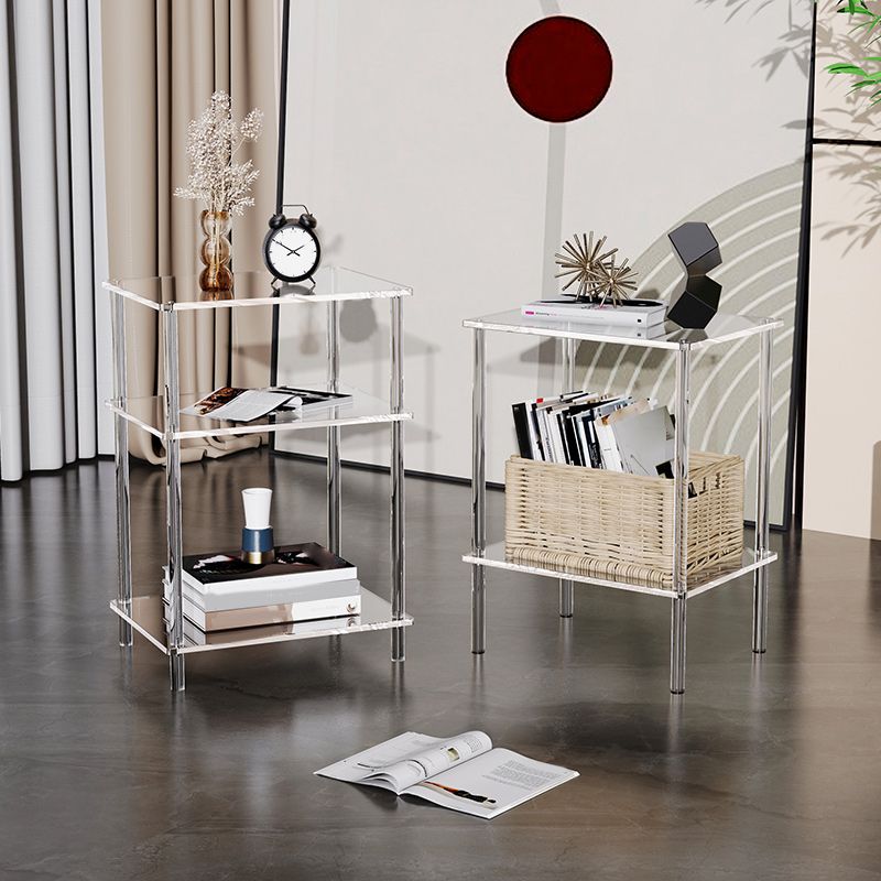 Clear Acrylic Sofa Side Accent Table Contemporary 15.7" W End Table Set with Storage Clearhalo 'Coffee & Accent Tables' 'End & Side Tables' 'end_side_tables' 'furn' 'furn_end_side_tables' 'Furniture' 'Living Room Furniture' 1200x1200_ed253184-3b14-4286-943a-a657260099b8