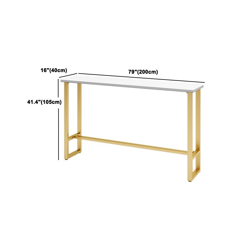 Juego de mesa de bar estilo Glam de 1/4 piezas, juego de bistró rectangular con tapa de mármol sintético blanco