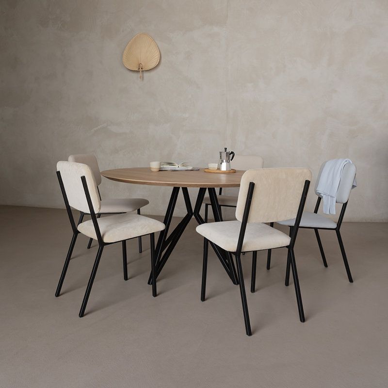 Metal Contemporary Round Dining Table Pine Wood Top Table for Dining Room Clearhalo ' dining_table' 'Dining Tables & Seating' 'Dining Tables' 'furn' 'furn_dining_table' 'Furniture' 'furniture_dining_table' 'Kitchen & Dining Furniture' 'kitchen&dining_furn' 'kitchen' 'kitchen_dining_table' 1200x1200_ed2b4ffc-5e73-4d16-b304-e8d188c6f66e