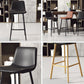 Taburete de bar sin brazos con respaldo Glam, taburete de bar de cocina de hierro con cojín de cuero y pedal