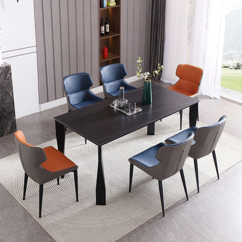Industrial Dining Table Rectangle Stone Dinette Table in Black Clearhalo 'Dining Tables & Seating' 'Dining Tables' 'dining_table' 'furn' 'furn_dining_table' 'Furniture' 'Kitchen & Dining Furniture' 1200x1200_ed2c96c6-e0ad-41aa-8d60-c68536828665