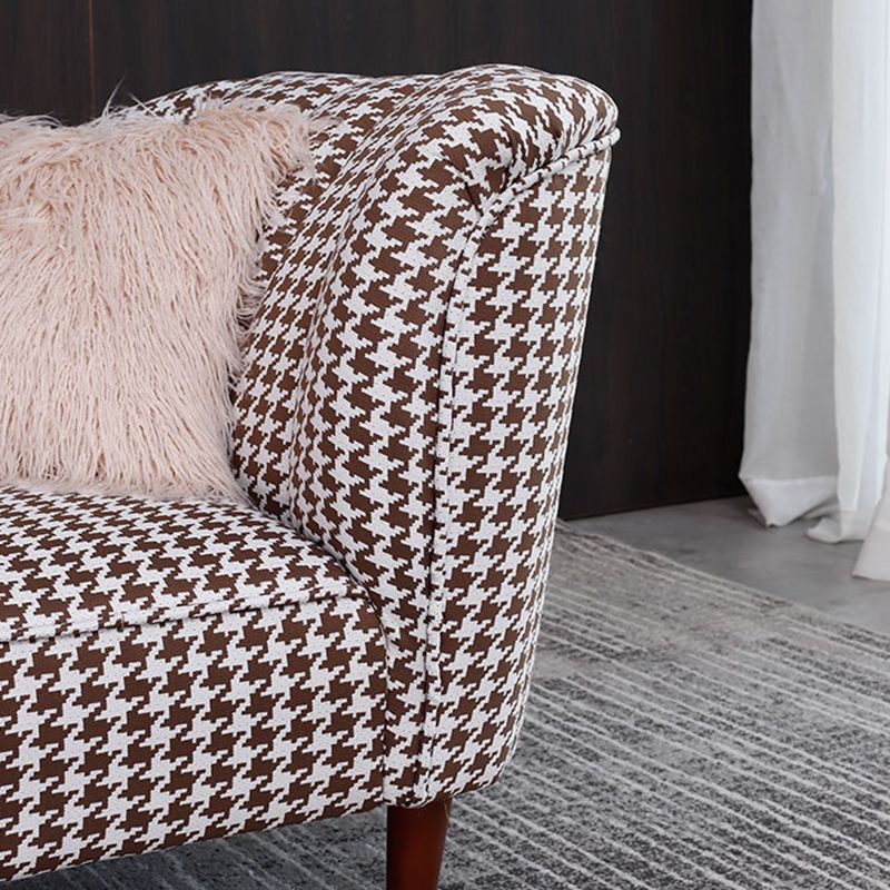 Chaise contemporaine à un bras, bras ronds, pied-de-poule pour le salon