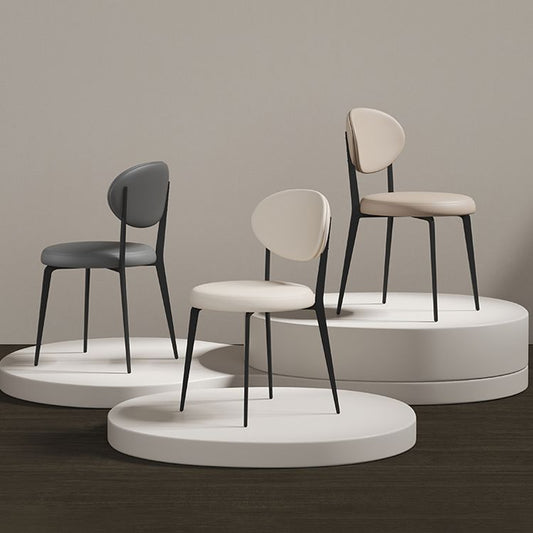 Faux de cuero y metal sillas de comedor de brazo sin brazo de color trasero