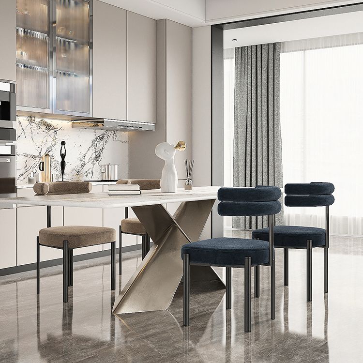 Nordic Style Colorful Side Chair Flannelette Side Dining Chair for Home Use Clearhalo 'Dining Chairs' 'Dining Tables & Seating' 'dining_chair' 'furn' 'furn_dining_chair' 'Furniture' 'Kitchen & Dining Furniture' 1200x1200_ed2f0d12-aaca-442b-836f-ec24287f2e42