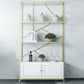 Scandinavian Open Etagere Bookshelf with Gold Iron Frame White Manufactured Wood Shelf Clearhalo 'Bookcases' 'furn' 'furn_bookcases' 'Furniture' 'furniture_bookcases' 'kitchen' 'kitchen_bookcases' 'Living Room Furniture' 'Office Furniture' 1200x1200_ed2f6fc3-01b4-4735-8590-155190fa8ea7
