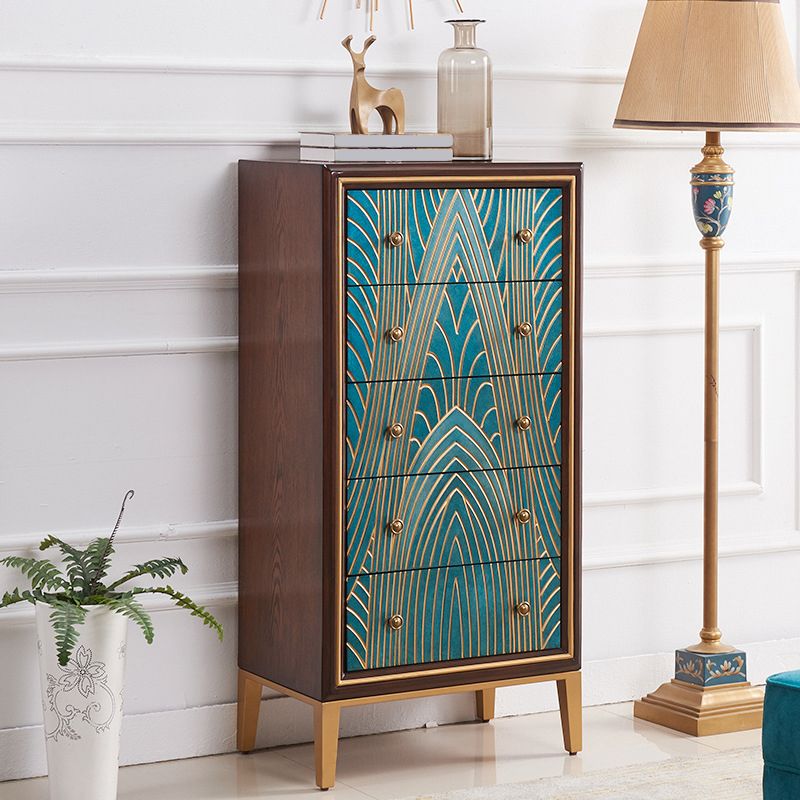 Coffre de rangement vertical en bois pour lingerie Glam classique pour chambre à coucher