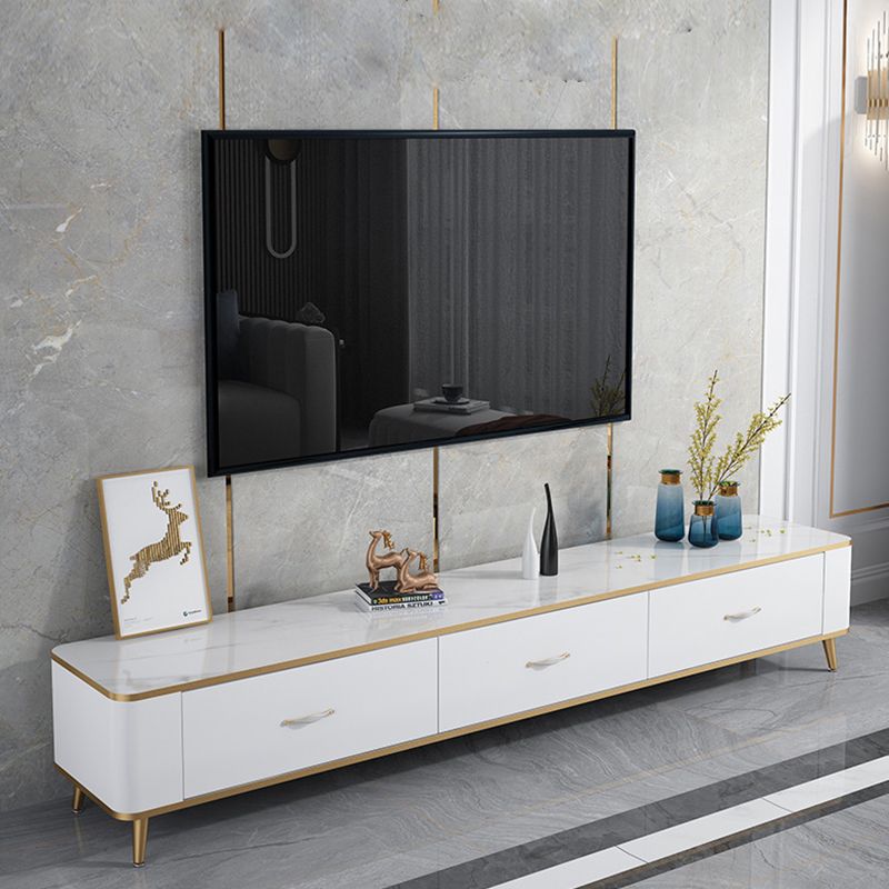 Contemporary TV Console in White TV Stand for TVs with Drawers