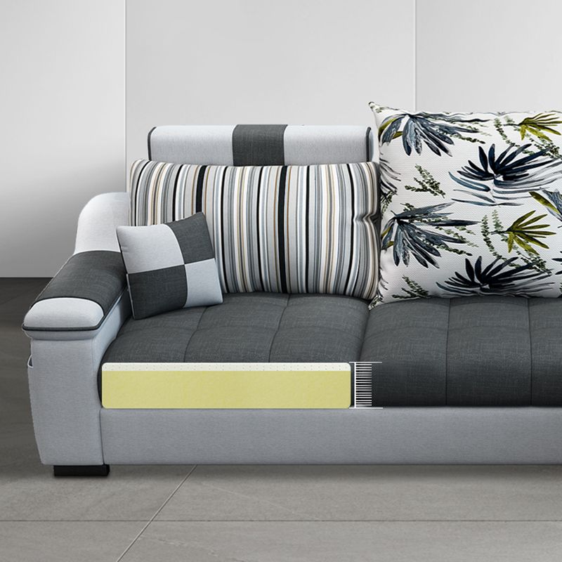 Dark Gray Pillow Top Arm Sectional Upholstered Cushions Back Sofa and Chaise Clearhalo 'furn' 'furn_sectionals' 'Furniture' 'furniture_sectionals' 'kitchen' 'kitchen_sectionals' 'Living Room Furniture' 'Sectionals' 1200x1200_ed35143b-1651-4eff-9e11-15f097622500