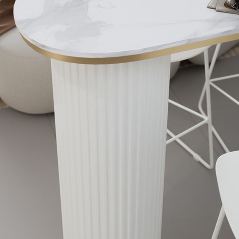 Faux Marble Bistro Bar Table Double Pedestal Bar Table for Living Room Clearhalo 'Bar Furniture' 'Bar Tables' 'bar_tables' 'furn' 'furn_bar_tables' 'Furniture' 'Kitchen & Dining Furniture' 1200x1200_ed36bd6d-2a33-4216-8bda-c4a725c4a38e