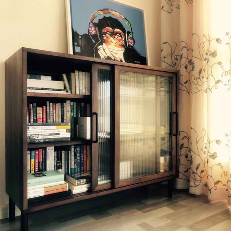 Solid Wood Sliding Doors Buffet 39.5"L Modern Living Room Buffet Stand Clearhalo 'buffet_sideboard' 'Buffets & Sideboards' 'furn' 'furn_buffet_sideboard' 'Furniture' 'Kitchen & Dining Furniture' 1200x1200_ed389e85-a8a9-4801-bbe5-d3339e6fa471