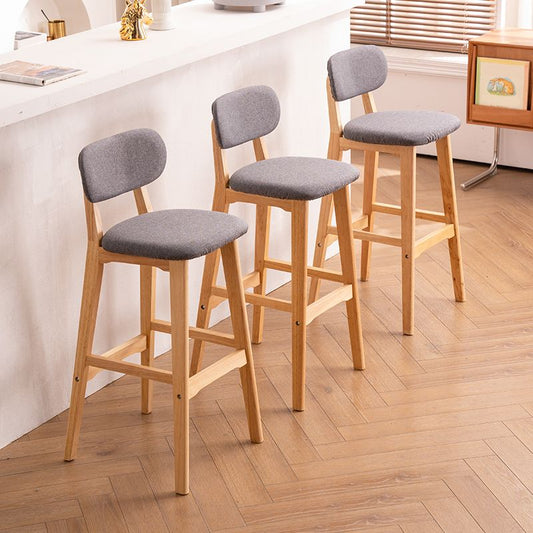 Modern Armless Backrest Counter Stool Wood Kitchen Bar Stool with Cushion and Pedal Clearhalo 'Bar Furniture' 'Bar Stools' 'bar_stools' 'furn' 'furn_bar_stools' 'furniture_bar_stools' 'Kitchen & Dining Furniture' 'kitchen&dining_furn' 'kitchen' 'kitchen_furn' Furniture' 1200x1200_ed38baf0-7e1d-4957-93aa-62aeda124785