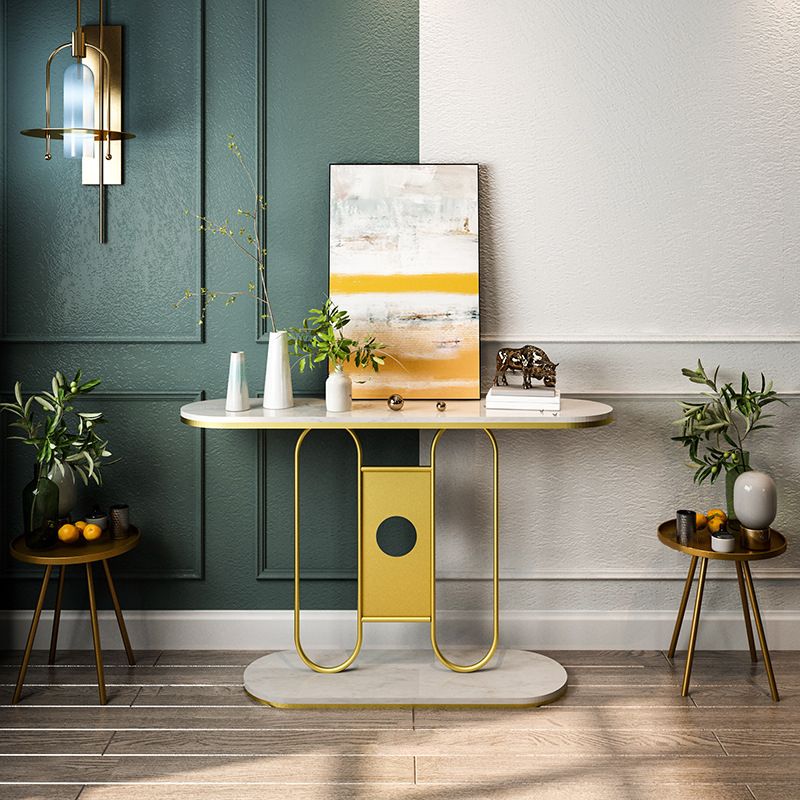 Tavolo console ovale in marmo glam tavolo da divano console telaio per sala