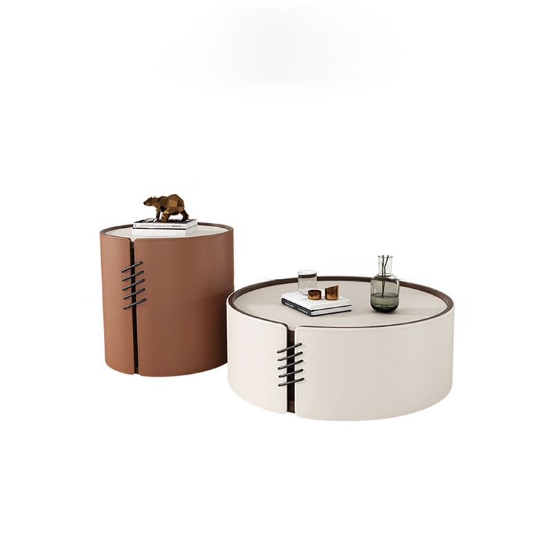 Modern Drum-shaped Base Design Wood with Storage Space Coffee Table Clearhalo 'Coffee & Accent Tables' 'Coffee Tables' 'coffee_tables' 'furn' 'furn_coffee_tables' 'Furniture' 'furniture_coffee_tables' 'Living Room Furniture' 1200x1200_ed399940-d38f-43f7-9745-3236e65feabf