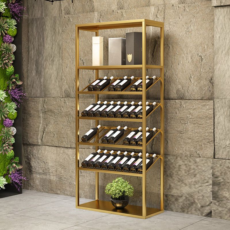 Modern Floor Wine Rack Metal Wine Bottle & Glass Rack for Dining Room