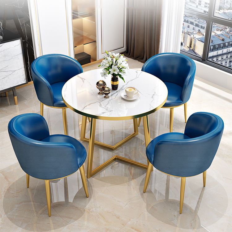 Glam Wood Top Dining Table Round Tabletop with Iron Double Pedestal Base Clearhalo 'Dining Tables & Seating' 'Dining Tables' 'dining_table' 'furn' 'furn_dining_table' 'Furniture' 'Kitchen & Dining Furniture' 1200x1200_ed3d9f42-76a8-450f-ba7b-d0742e06b118