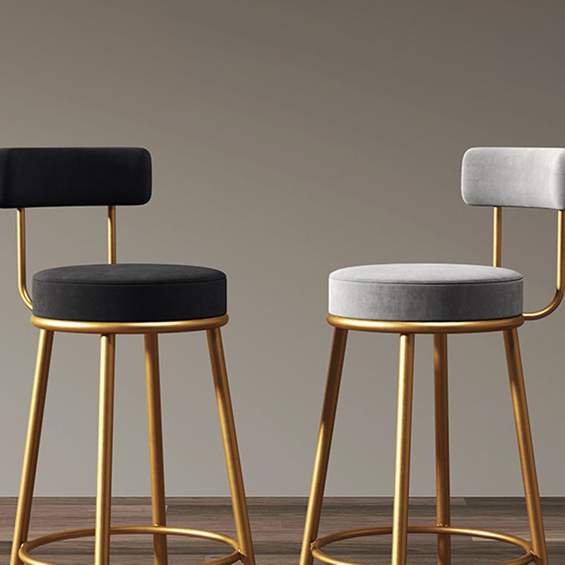 Nordic Armless Backrest Counter Stool Iron Cafe Bar Stool with Velvet Cushion and Pedal Clearhalo 'Bar Furniture' 'Bar Stools' 'bar_stools' 'furn' 'furn_bar_stools' 'Furniture' 'furniture_bar_stools' 'Kitchen & Dining Furniture' 1200x1200_ed3e30ce-4af4-4518-8b12-83c39bf96ff1