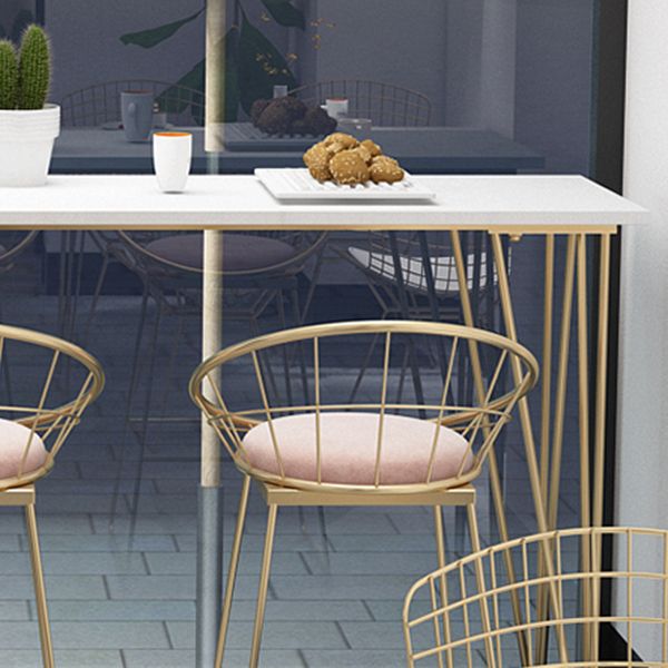 Tavolo da pub rettangolo bianco finto tavolo da cocktail in altezza della barra in marmo con base metallica