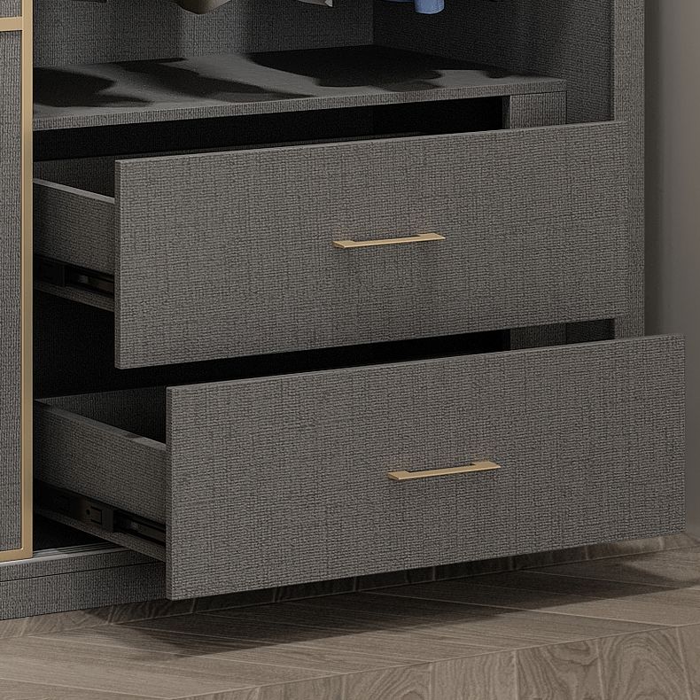 Couleur gris de style contemporain tige de tissu en bois incluse la garde-robe placard