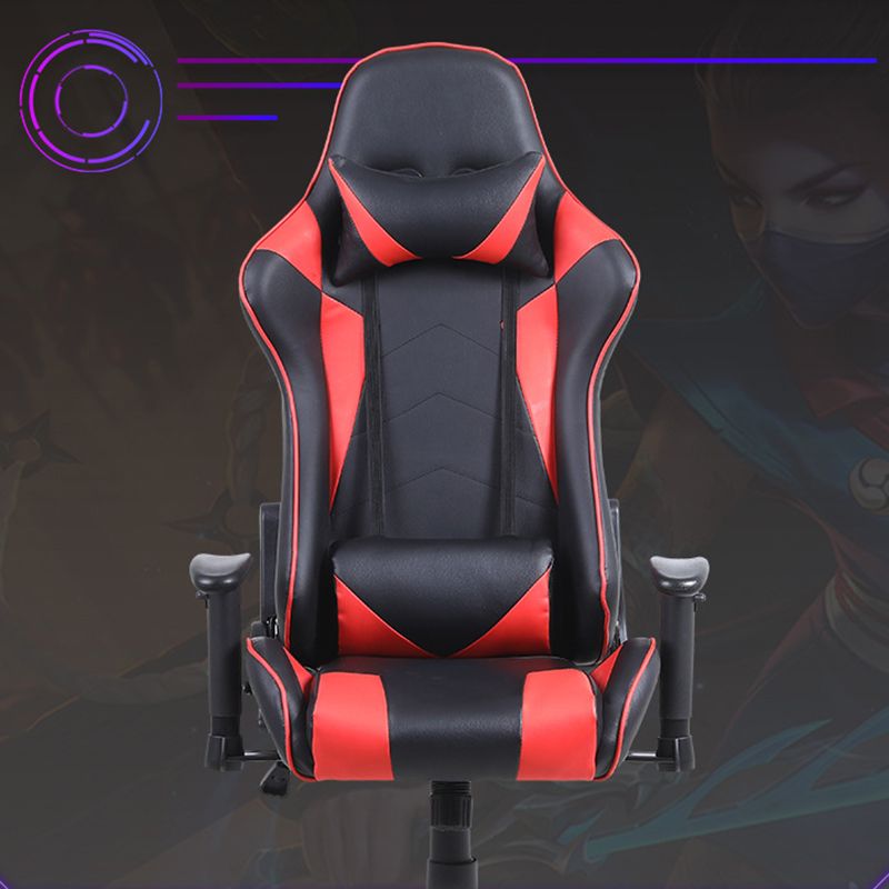 Eigentijdse fauteuil met hoofdsteun, gestoffeerde draaibare kunstleren stoel
