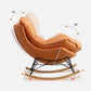 Moderne rocker gestoffeerde knop-knoop met donkere benen wingback rocker stoel