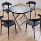 Modern Style Glass Dining Room Dinner Kitchen Table Round Table with Black Frame Clearhalo ' dining_table' 'Dining Tables & Seating' 'Dining Tables' 'furn' 'furn_dining_table' 'Furniture' 'furniture_dining_table' 'Kitchen & Dining Furniture' 'kitchen&dining_furn' 'kitchen' 'kitchen_dining_table' 1200x1200_ed4630f0-1d8c-43ff-946f-995f101d7eaf