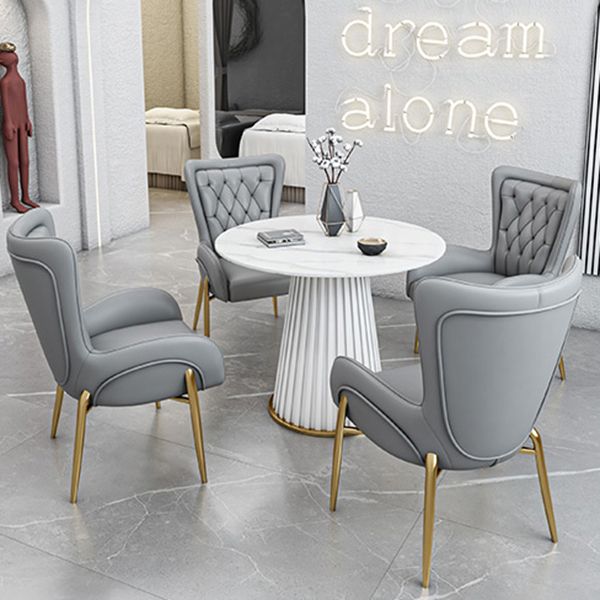 Glam 1/5 Pieces Dining Set Round Stone Dining Table for Kitchen Clearhalo 'Dining Room Sets' 'Dining Tables & Seating' 'dining_room_set' 'furn' 'furn_dining_room_set' 'Furniture' 'furniture_dining_room_set' 'Kitchen & Dining Furniture' 1200x1200_ed47d6c6-3158-4158-a3ba-35540b91ba3e