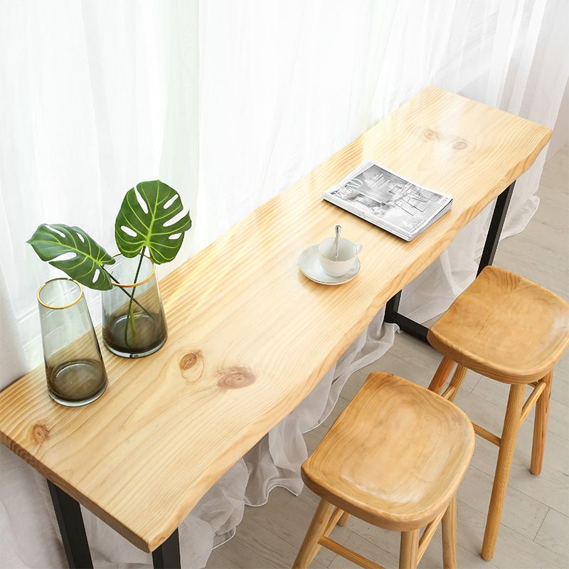 Modern Rectangle Bar Dining Table Wood Sled Bar Height Pub Table with Iron Base Clearhalo 'Bar Furniture' 'Bar Tables' 'bar_tables' 'furn' 'furn_bar_tables' 'Furniture' 'furniture_bar_tables' 'Kitchen & Dining Furniture' 1200x1200_ed4a15e6-bdb8-4731-a0f6-ce48b4e6df86