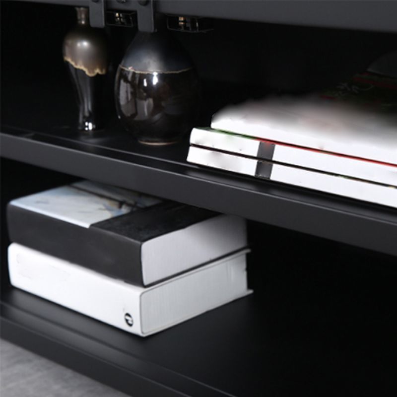 Industrial Style Metal TV Stand Black Colour Enclosed Storage TV Console with Cabinet Clearhalo 'furn' 'furn_tv_stands_entertainment_centers' 'Furniture' 'Living Room Furniture' 'TV Stands & Entertainment Centers' 'TV Stands & Media Storage Furniture' 'tv_stands_entertainment_centers' 1200x1200_ed4fc5e4-5dcd-4c99-81fc-e1bb2ad48c95