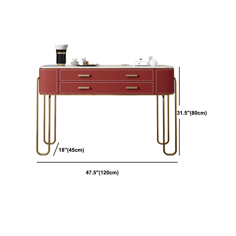 Luxurious Vanity Set 2 Storage Drawers with Mirror & Padded Stool in Red