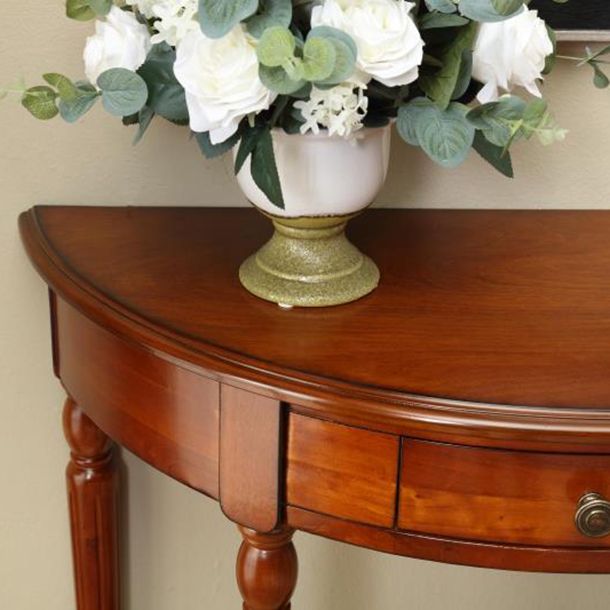 Tavolo da console di legno vittoriano Half Moon Console Table per Hall