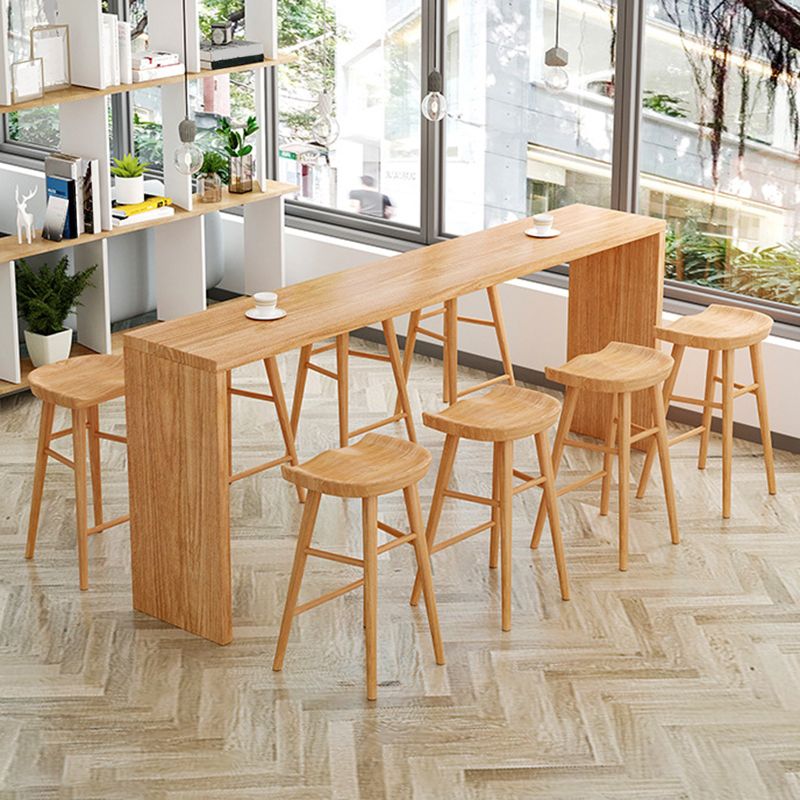 Contemporary Style 1/2/5/9 Pieces Bar Table Set Rectangle Wood Bar Table with Wood Stools Clearhalo 'Bar Furniture' 'furn' 'furn_home_bar_bar_sets' 'Furniture' 'Home Bars & Bar Sets' 'home_bar_bar_sets' 'Kitchen & Dining Furniture' 1200x1200_ed53faff-da1f-4aa8-b0db-448bbe349de5