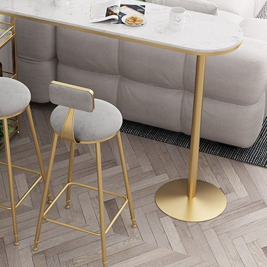 Glam Stone Bar Tisch Metall Basis mit Weinregal für Wohnzimmer