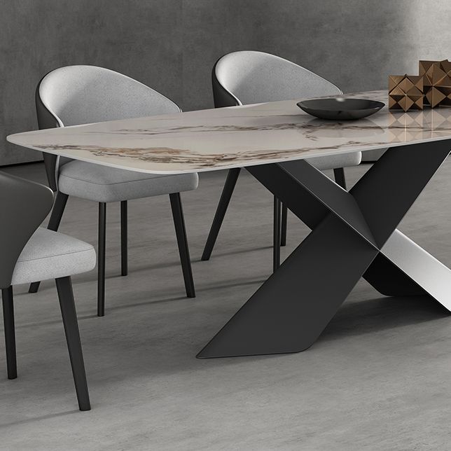 Modern Style Sintered Stone Dining Table with White Table and Pedestal Base for Home Use Clearhalo 'Dining Room Sets' 'Dining Tables & Seating' 'dining_room_set' 'furn' 'furn_dining_room_set' 'Furniture' 'furniture_dining_room_set' 'Kitchen & Dining Furniture' 'kitchen&dining_furn' 'kitchen' 1200x1200_ed544104-d1b5-42f6-90a3-1c33954b1e3b