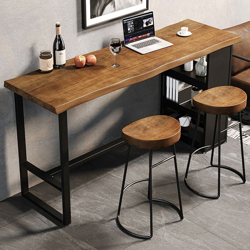 Juego de mesa de bar con base de caballete, mesa de bar y taburetes de madera maciza y metal, 1/3 piezas