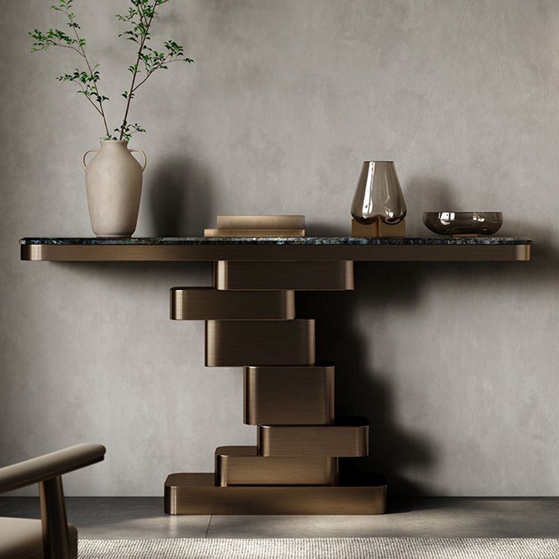 Tabla de acento de consola de mármol glamos con top rectángulo para hall